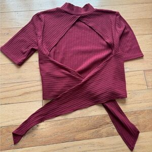 Burgundy Top. With open back and tie.